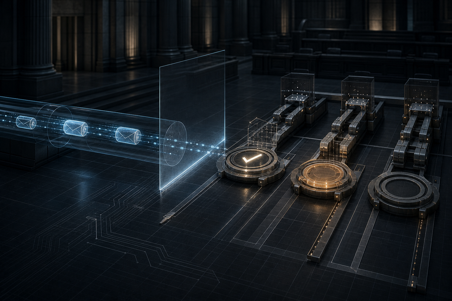 Encrypted messages bypassing a transparent inspection plane beside an unfinished three-stage legislative process