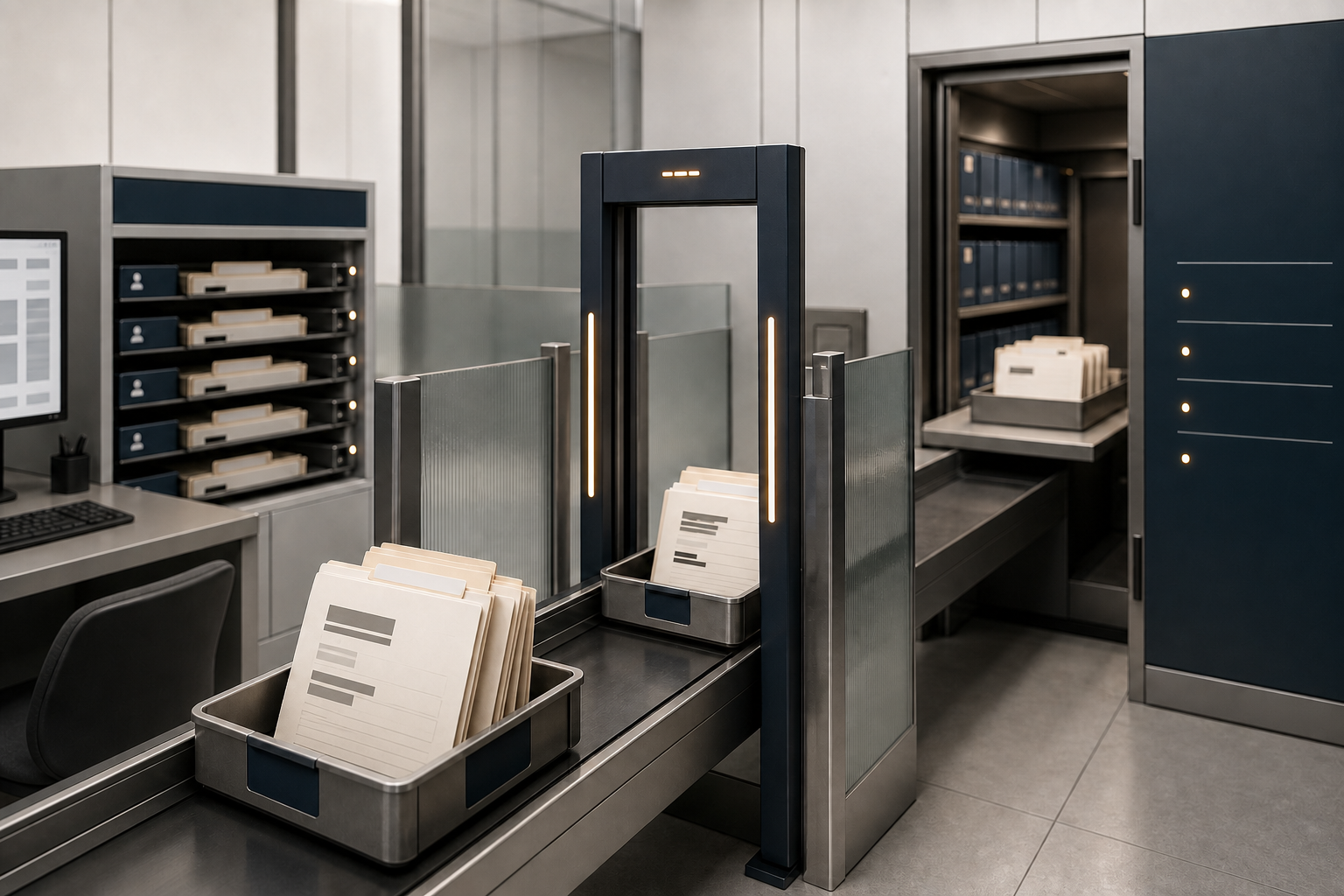 Document attachments passing through an inspection gateway into a controlled records vault