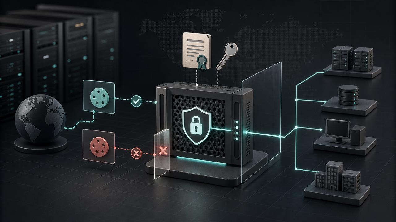 A VPN edge gateway validating certificate-backed session cookies before allowing access to internal systems