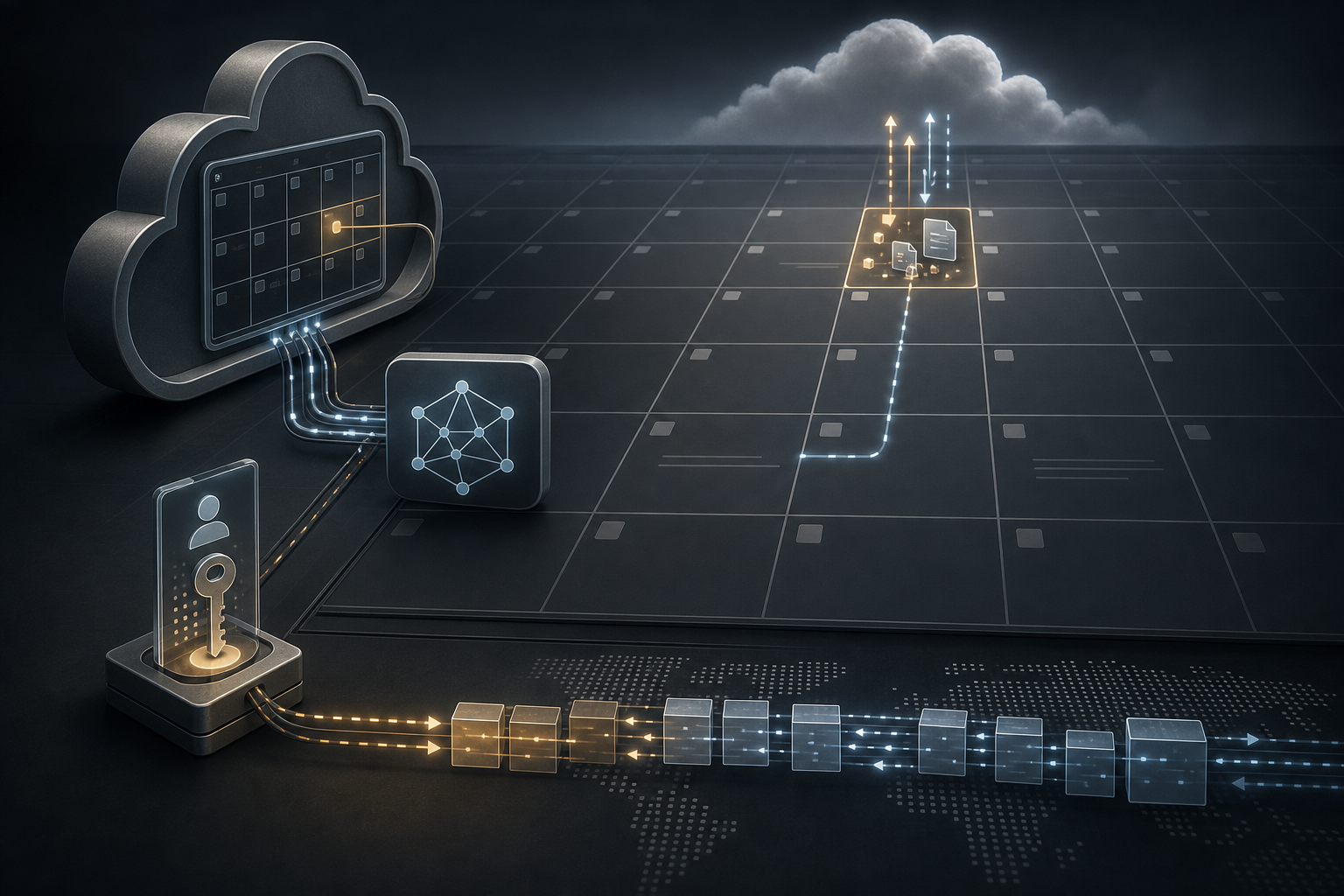 A neutral cloud calendar architecture carrying encrypted attachments through a far-future event and a separate DNS channel