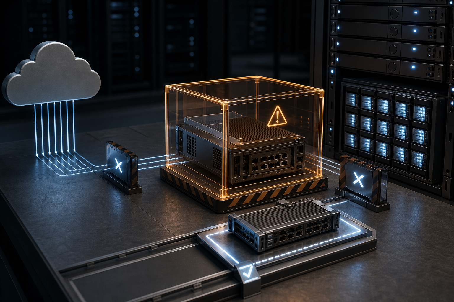A hybrid storage gateway isolated between a cloud service and private file servers