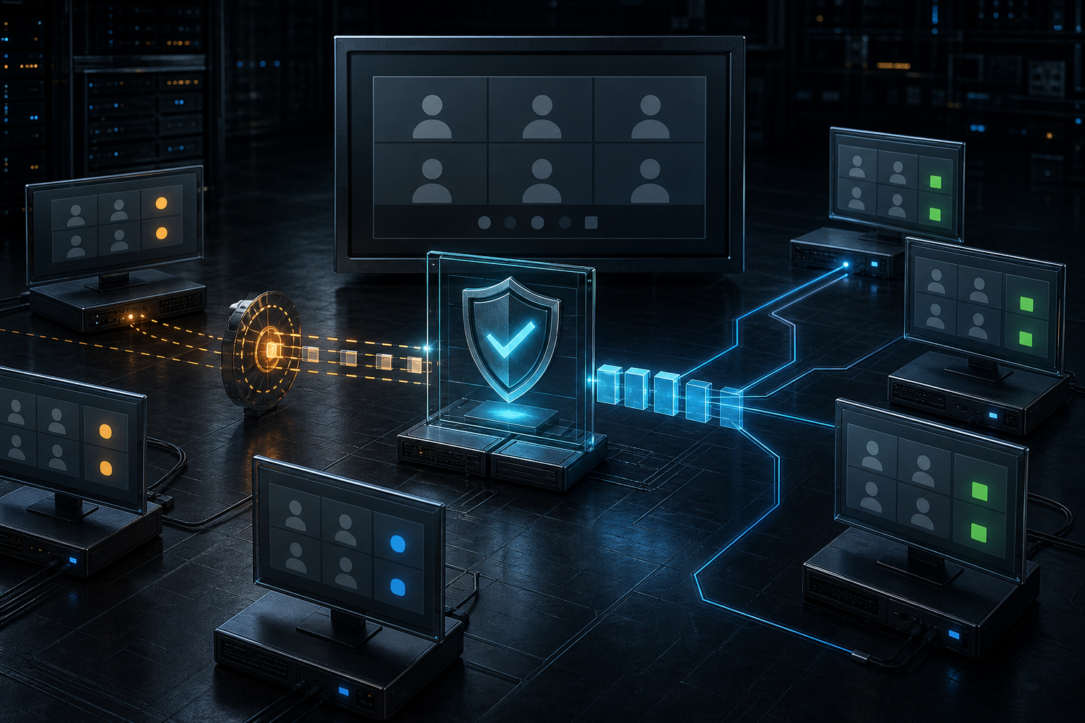 A secure update checkpoint connecting a fleet of video meeting endpoints